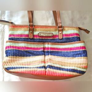 Rosetti Women's Woven Brightly Striped Handbag Satchel Shoulder Bag Pockets